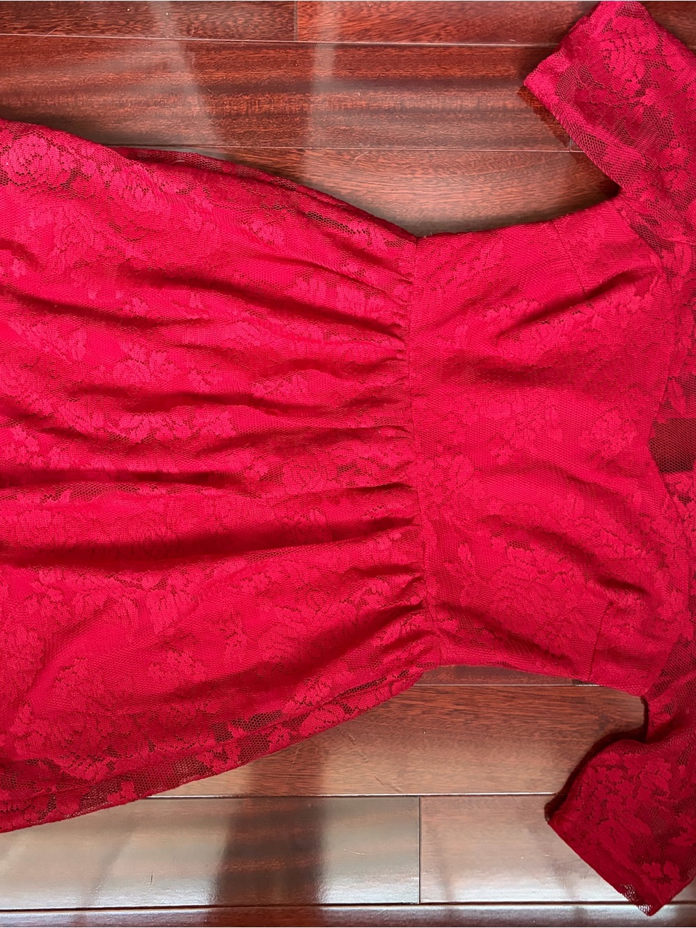 City Triangles Cherry Red Lace Bodice Dress